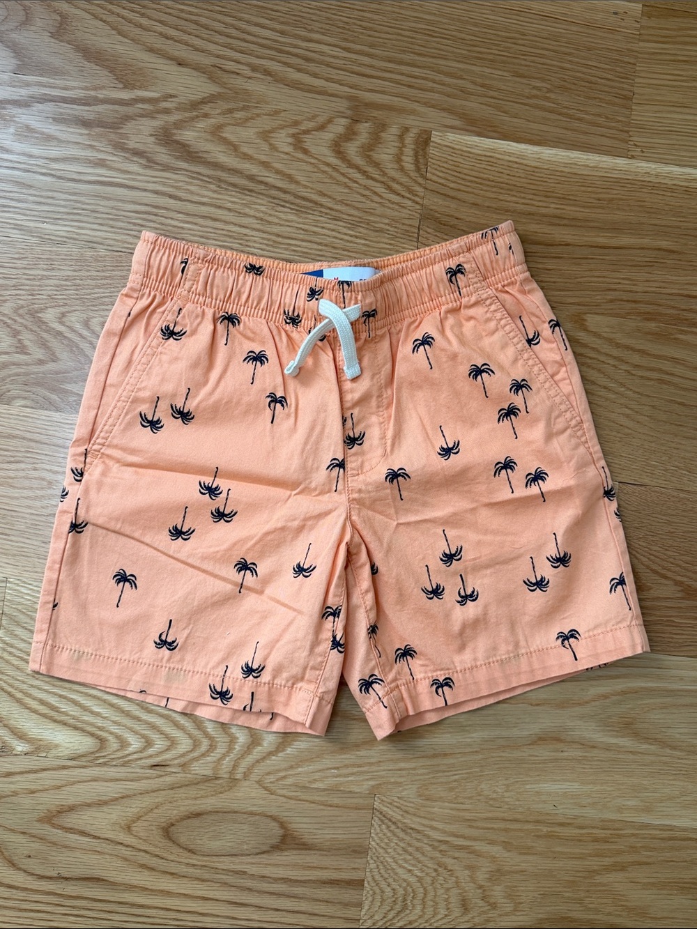 Old Navy Peach Palm-Print Drawcord Shorts